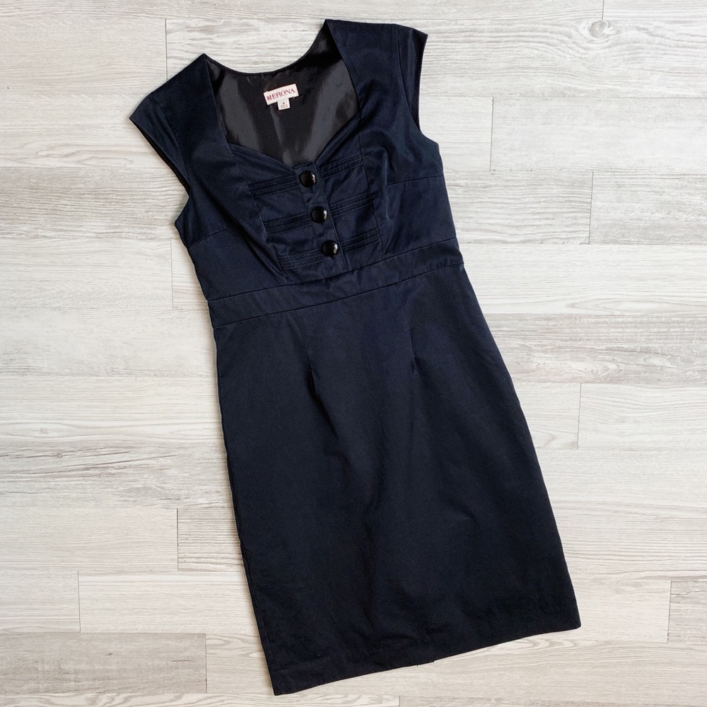 Merona Black Cap Sleeve Sheath Dress
